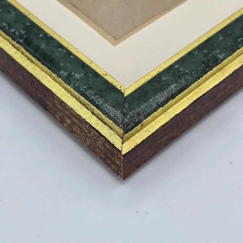 Vintage Green Faux-Marble & Gold Trim 7 Photo Picture Collage Frame